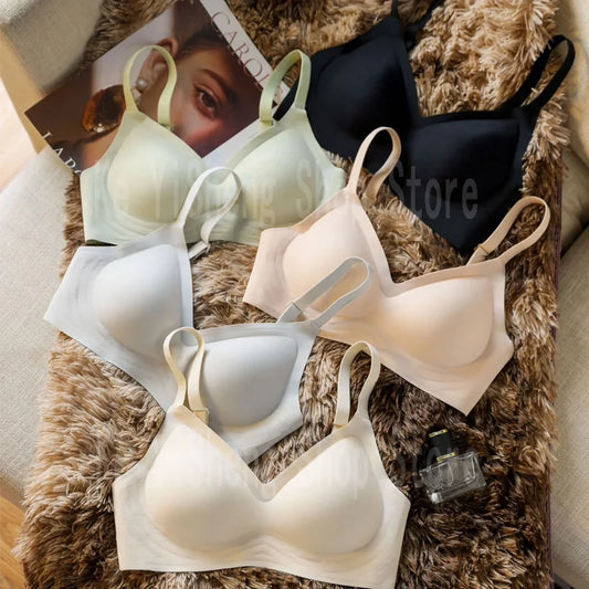 Small breast seamless bra Women's small breast push-up comfortable non-underwire soft support closed breast bra