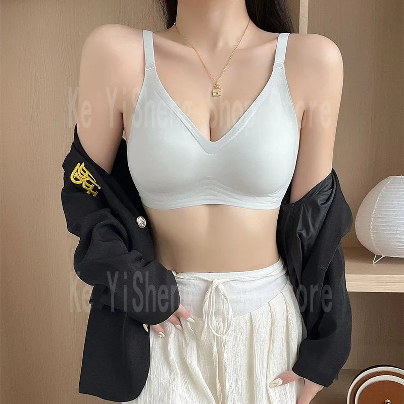 Small breast seamless bra Women's small breast push-up comfortable non-underwire soft support closed breast bra