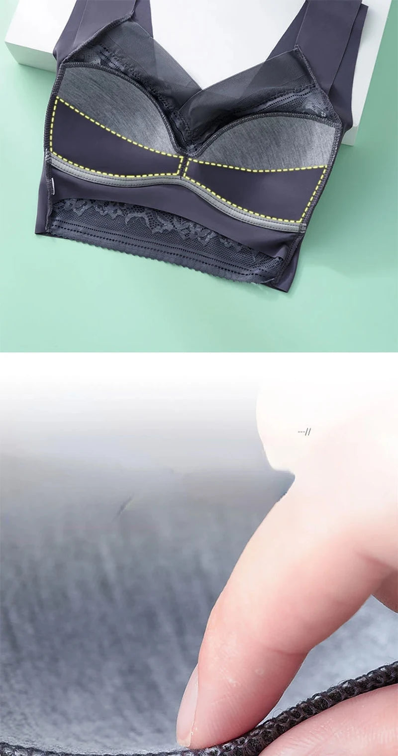 L-6L Women Large Bra Push Up Ice Silk Seamless upper Bralette Lace Wireless Summer Bras Plus Size Top Lingerie Underwear 15019