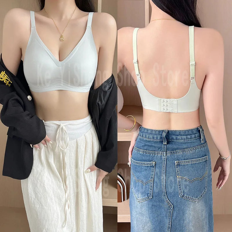 Small breast seamless bra Women's small breast push-up comfortable non-underwire soft support closed breast bra