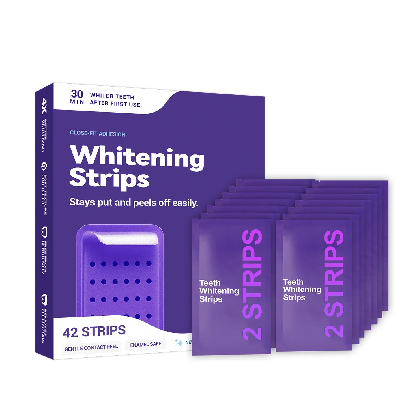 Purple Teeth Whitening Strips Improve Dental Yellowing Oral Cleaning Gel Teeth Bright Stain for Lasting Bright Smile