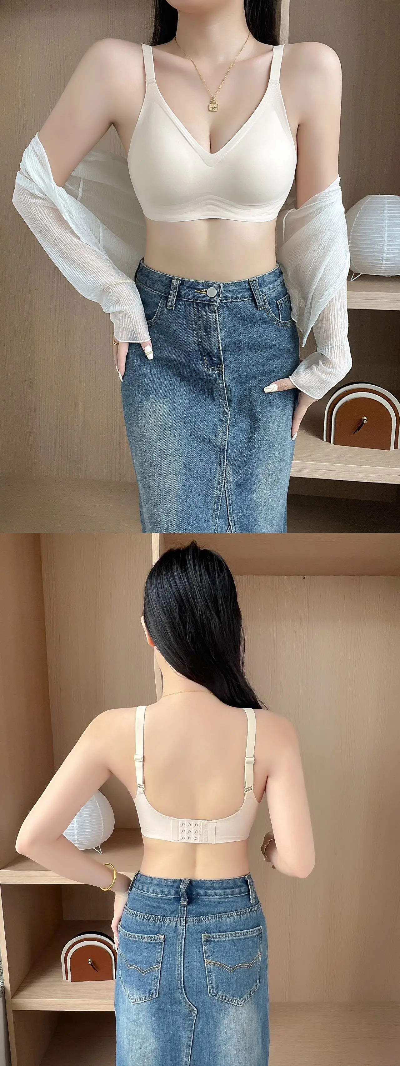 Small breast seamless bra Women's small breast push-up comfortable non-underwire soft support closed breast bra