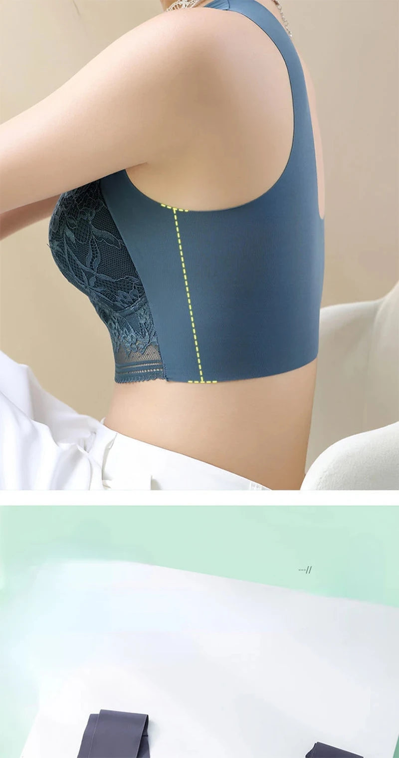 L-6L Women Large Bra Push Up Ice Silk Seamless upper Bralette Lace Wireless Summer Bras Plus Size Top Lingerie Underwear 15019